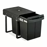 Relaxdays Einbaumülleimer, 2 Fächer, 2X 20 l, HxBxT: 41,3 x 34 x 51,8 cm, ausziehbar, Müllsystem Unterschrank, schwarz
