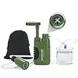 Purewell Wasserfilter Outdoor Survival Tragbar mit Pumpe für Camping Wandern Trekking 0.01 Mikron Filter Notfall Trinkwasseraufbereitung Prepper Ausrüstung Reise Wasserfiltrationssystem