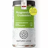 NATURE LOVE® Magnesiumcitrat Gummies – 120 Stück – ohne Zuckerzusatz – 188 mg Magnesium pro Tagesdosis für Erwachsene, 126 mg für Kinder – Alternative zu Kapseln & Tabletten – vegan und laborgeprüft