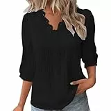 Frühlings Oberteil Damen elegant t-Shirt, extra langschwarzes topsequin top Hawaii Hemd Damen weißer Body Langarm