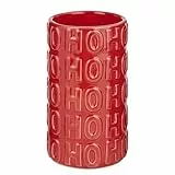BUTLERS Vase Hohoho 18cm Rot Statement | zylindrische Dekovase mit 3D Schriftzug | Moderne Blumenvase | Weihnachtsdeko für Tisch & Wohnraum