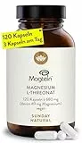 SUNDAY NATURAL® Magnesium Threonate - Markenrohstoff Magtein® –120 Kapseln L-Threonat – 2.040mg Magnesium L-Threonate pro Tagesdosis – zur Versorgung des Nervensystems – Laborgeprüft, vegan