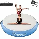 FBSPORT Airspot, 20CM Höhe Airtrack Matte, Durchmesser 140CM Aufblasbare Tumbling Matte, Trainingsmatte mit Pumpe, Aufblasbare Gymnastikmatte, Turnmatte Blue