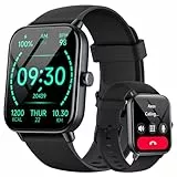 Smartwatch Damen mit Telefonfunktion, Alexa eingebaute 1.8'' Fitnessuhr Damen mit Herzfrequenz, SpO2, Schlaf, Stress Monitor, 100+ Sportmodi, IP68 Wasserdicht Uhr für Android iOS (Schwarz)