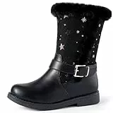 Harvest Land Mädchen Warm Gefütterte Schneestiefel Halblange Winterstiefel Kinder Lauflernschuhe Weite: Mittel Lose Einlage schwarz32