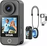 SJCAM C400 Vlogging Camera 4K Videokamera,Pocket Kartenlos,7 Stunden Akku und 6 Achsen Bildstabilisierung,Vlog Kamera mit Dual Touchscreen,Actionkamera 30M wasserdichte,Schwarz