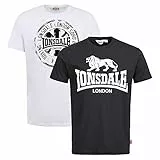 Lonsdale Herren T-Shirt Normale Passform Doppelpack DILDAWN, Schwarz-Weiss, L