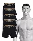 CR7 Cristiano Ronaldo Baumwoll-Badehose für Herren, Packung mit 5, Schwarz, L