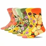 MAKABO Bunte Lustige Damen Socken, 6 Paar Neuheit Blumen Motiv, 39-42