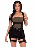 Leg Avenue Damen Utility Body Harness mit Beinstrumpfband und Multi-Pocket-Detail Kostümzubehör, Schwarz, Einheitsgröße