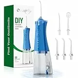 OasiSmile C2 Munddusche Kabellos Elektrisch, 4 Modi DIY Druck & 5 360° Jet-Tipps, 300ML Oral Irrigator