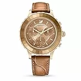 Swarovski Octea Lux Chrono Uhr, Lederarmband, Grün, Roségold-Legierungsschicht PVD-Finish