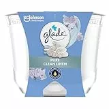 Glade Langanhaltende Duftkerze im Glas, Clean Linen, bis zu 30 Stunden Brenndauer, 4er Pack (4x204 g)
