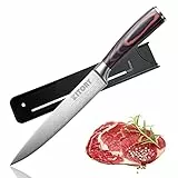 Kitory Kochmesser Fleischmesser 20 cm Klinge, Allzweckmesser mit Schutzhülle Chefmesser Deutschem Hochwertigem Carbon Edelstahl, Ergonomischem Pakkawood Griff mit Geschenkbox