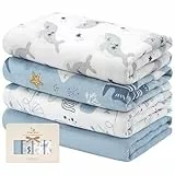 Yoofoss 4er Pack Baby Pucktuch 120x120 cm Mullwindeln aus Baumwolle und Bambus Wickeltuch Swaddle Decke Tücher als Babydecke Puckdecke Mulltücher Badetuch Wickeldecke