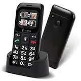 Olympia Bella+ Seniorenhandy ohne Vertrag mit großen Tasten & Ladestation | Senioren Smartphone 4G | Tastenhandy mit Kamera, SOS-Taste, Bluetooth, Radio & 1,77' Farb-LC-Display | Schwarz