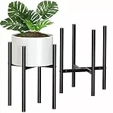 Bomclap Verstellbarer Pflanzenständer, Pflanzenständer aus Metall Moderner Blumentopfhalter für Innen und Außenbereich, Blumentopfständer für 8-12 zoll Blumentopf, 2er-Pack, Schwarz
