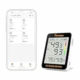 Temtop S1+ Luftqualitätsmessgerät PM2.5, AQI, Temperatur und Feuchtigkeit, Ultra-lange Batterielaufzeit von 100 Tagen, Thermohydrometer Mit APP-Verbindung, Ideal für Zuhause und Büro