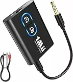 1Mii Bluetooth 5.3 Adapter für TV zu Kopfhörer, 2-in-1 Sender Empfänger, aptX Adaptive & HD kabelloses Audio Transmitter Receiver Klinke 3,5 für Stereoanlage Flugzeug MP3 -Upgraded