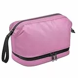 Lermende Kulturbeutel für Herren Kosmetiktasche: Wasserdicht Reise-Kulturtasche, Waschtasche mit Trocken-/Nasstasche, kompakte Reise-Kulturtasche für Rasierutensilien und Toilettenartikel (Rosa)