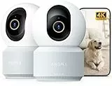 Anona Pano 4K UHD Innenüberwachungskamera, 360° Grad Indoor Überwachungskamera, Wi-Fi 6, Personen-/Haustier-/Babyweinen-Erkennung, Zweiwege-Audio, Privatsphären-Modus, 2er-Pack