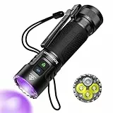 SOFIRN SR23 Taschenlampe Mit UV Lampe, 3300LM, 365NM Schwarzlichtlampe, Mit Typ-C, IPX8, Magnet, Clip, Aufladbare Led Taschenlampe Geeignet Für Hundespaziergänge, Falschgelderkennung, Haustierurin