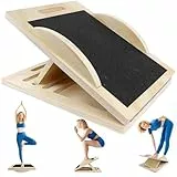 Balance Board und Schrägbrett aus Holz, Verstellbares Neigungsbrett und Wadendehner, Gleichgewichtstrainer mit Anti-Rutsch-Sandpapier, Keil-Balance-Beintrainer für Dehnübungen, Fitnessstudio