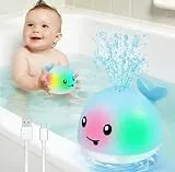 Gigilli Baby Badewannenspielzeug, Leuchtender Spritzender Wal-Spielzeug 6-12 12-18 Monate Badespielzeug Wasserspielzeug Spielzeug ab 1-3 2-4 Jahr Jungen Mädchen Kinder Geschenk, Blau