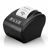 MUNBYN Thermodrucker WiFi 300mm/s Bondrucker Belegdrucker Quittungsdrucker Auto-Cut für Büro, Restaurant/Hochgeschwindigkeits WiFi USB Ethernet (LAN), ESC/POS eingestellt-EU【WiFi Schwarz】