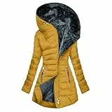 KOG Winterjacke Damen Baumwolle Daunenmantel Warm Jacken Laufjacke Daunenjacke Oberteile übergangsmantel Casual Blusenjacke Freizeit Frauen Fleecejacke Wanderjacke Softshelljacken Gelb L