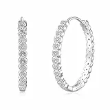 PABBEU Ohrringe Silber 925 Creolen Kleine Damen Hypoallergen Kleine Huggie Creolen Ohrringe mit AAAAA Zirkonia 30mm