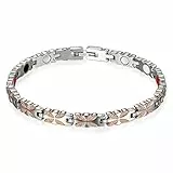 Flongo Damen Magnetarmband, Titan Magnet Therapie Kugel Perle Perlen Armband Armreif Magnetarmband Blatt Blätter Schmetterling Silber Rose Gold Gesundheit Elegant Damen