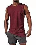Tank Top Herren Ärmelloses Muskelshirts Gym Sport Unterhemd Männer Rundhals T Shirt Fitness Trägershirts Tee Top für Men Burgundisch XL