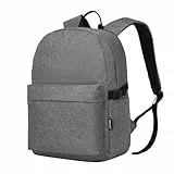 KONO Rucksack Damen Herren Leichter Große Kapazität Schulrucksack Teenager Mädchen Jungen Rucksack Schule Arbeit Reisen Uni College Student Laptop Backpack 15,6 Zoll Business Alltag (Grau)