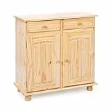 Inter Link – Landhausstil Kommode – Sideboard – Sideboard Buffet – Landhausstil – Beistellschrank - Kiefer massiv – 2 Türen – 2 Schubladen – Natur lackiert - Pamina