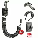 DEANKEJI 5 Meter PE Handbrause für Bidet-Toilette-Set, Dunkelgrau Bidet-Sprüher für Toilette, Hand-Bidets-Sprühset, Duschbrause für Haustiere, für Küche, Bad, Hotel
