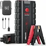 FLYLINKTECH Starthilfe Powerbank, 7000A Auto Starthilfe für 12V Fahrzeuge (Bis zu 10L Benzin/9L Diesel), Starter Powerbank mit LED, 2 Schnelllade USB Ausgänge, DC Ausgang, Starthilfekabel
