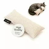 LucyBalu® Kick Bunny Katzenkissen mit Catnip I Spielzeug mit Katzenminze für Katzen I Cordbezug & Merinowolle Füllung I Weiß