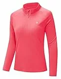 donhobo T-Shirt Damen Laufshirt Sportshirt Langarm Leicht Atmungsaktiv Schnelltrocknend Trainingsshirt Sweatshirt für Yoga Fitness (Rot, L)