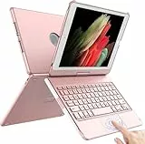 TQQ Tastatur Hülle für iPad 10.2 Zoll (7., 8. und 9. Generation) mit Präzisions-Trackpad, Notebook-ähnlicher Tastatur mit 10-Farbige Hintergrundbeleuchtung, 360° Drehbar, Deutsches QWERTZ-Layout