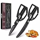 Dream Reach Küchenschere Set Schwarz, Edelstahl Geflügelschere und Knochenschere, Scharfe Küchenschere Spülmaschinenfest, Multifunktionale Fleischschere für Küche, Fleisch, Geflügel, Fisch, Gemüse