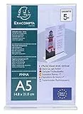 Exacompta 85158D Prospekthalter DIN A5 Hochformat aus stoßfestem Acryl T-Fuß ideal zur Präsentation Flyerhalter Aufsteller transparent
