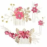 STOBOK Hochzeit Haarkamm Set 4 Stück Brauthaarschmuck Mit Strass Und Blumen Für Braut Und Brautjungfern Elegante Kopfbedeckung Accessoires Für Hochzeitsfeier