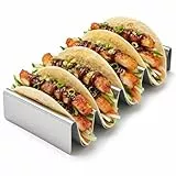 CALLARON Taco Halter - Hotdog Halter, Taco Ständer Edelstahl, Wellenform Brötchenhalter, Hot Dog Ständer für Halten Tacos, Hot Dogs, Tortilla, Sandwiches und Pfannkuchen, Silbrig