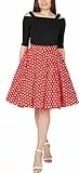 BlackButterfly Polka-Dots 1950er-Jahre Swing Tellerrock (Rot, L)