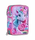 SJ GANG STYLE JAM GANG Schulmäppchen mit 3 Reißverschlüssen, Rosa, Federmäppchen, Dreifachfach mit Stiften, Bleistiften, Farben, Zubehör Rucksack, Grundschulen, Mädchen, Rosa, Modern