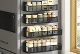 SONGMICS Gewürzregal magnetisch, 4er Set, 2 große und 2 kleine Regale, Gewürz-Organizer ohne Bohren, Magnetregal, für Küche, Kühlschrank, Mikrowelle, Waschmaschine, tintenschwarz KCS061B01