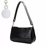 Camilife Retro Umhängetasche Tasche,93er Jahre Umhängetasche Damen,mit schickem Krokoprägung-Druck Crossbody Tasche,Damen Schultertasche,Frau Vintage Shoulder Crossbody Handtasche (Schwarz)