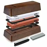 SHAN ZU Schleifstein Messer Abziehstein mit Aufbewahrungsbox, Messerschleifset 2 in 1 Körnung 1000/5000 Wetzstein Messerschärfer mit Rutschfestem Silikonhalte und Winkelführung für Messer
