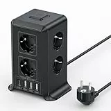 5M Verlängerungskabel, 8 Fach steckdosenleiste mit Schalter, Mehrfachstecker Überspannungsschutz mit 3 USB 1 USB C Mehrfachstecker, Verteilersteckdose mit Schalter, Steckdosenturm für Zuhause, Büro